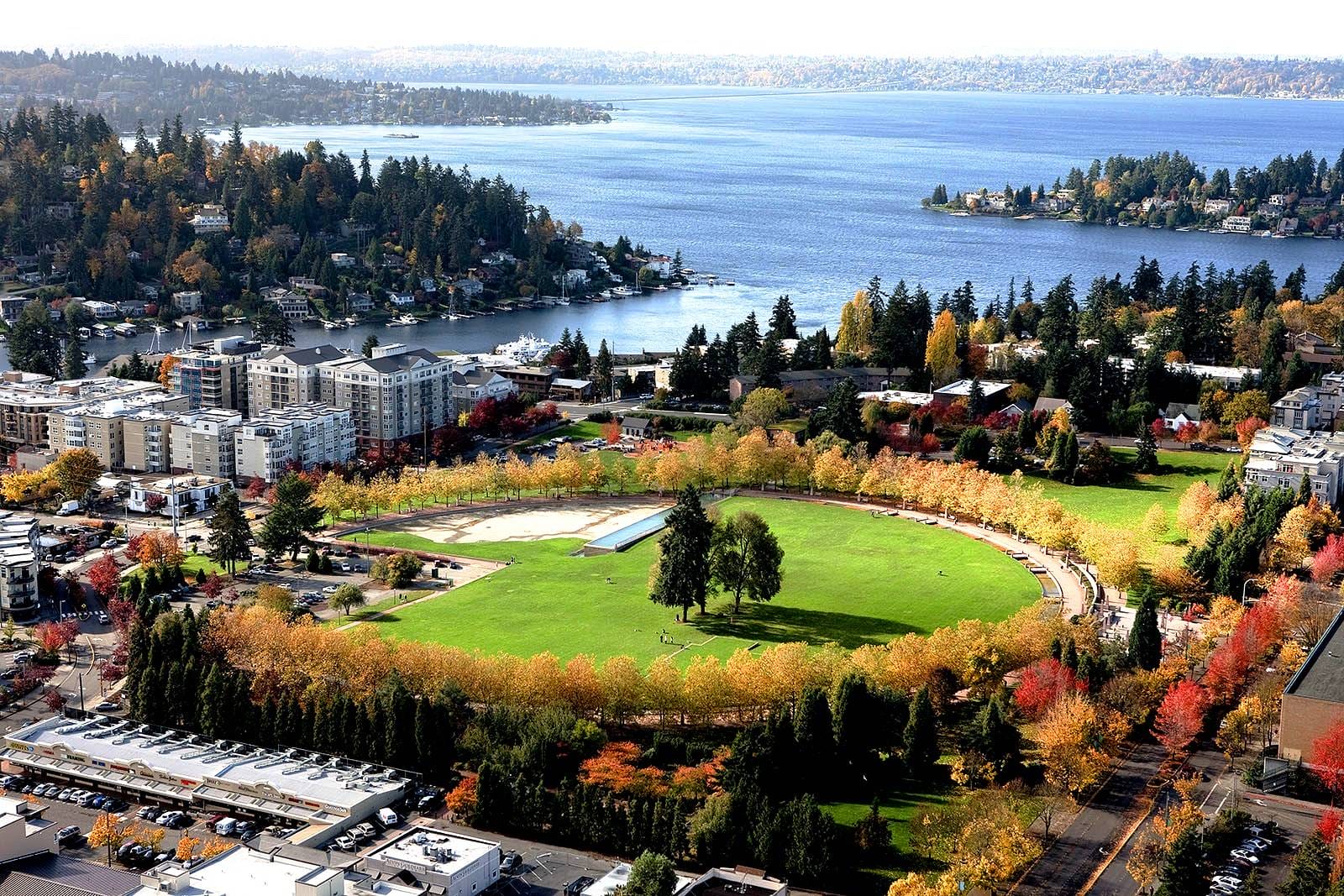 bird's eye view of Bellevue, WA.